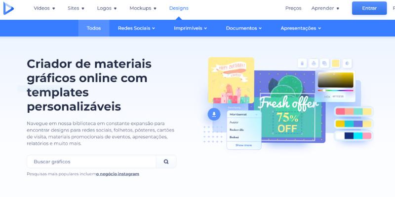 Criador de materiais gráficos online com templates personalizáveis